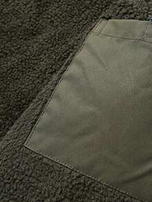 1pc Autumn/Winter Thermal Lined Warm Fur Collar Jacket, New Men's Jacket Outerwear Lapel Casual Versatile Multi-Pocket Jacket, Khaki Jacket Retro Jacket - Army Green - View 8