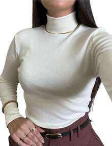 Kit 3 Cacharrel Women's Blouses, Long Sleeve And High Neck, Super Promotion - 1 Nâu 1 Xám 1 Trắng - Xem 4