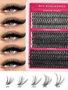 300/270 Pcs Cluster False Eyelashes, 30D+50D+80D+100D Mixed Density, DIY Eyelash Extension, Faux Mink Cluster Lashes - D - 查看 3