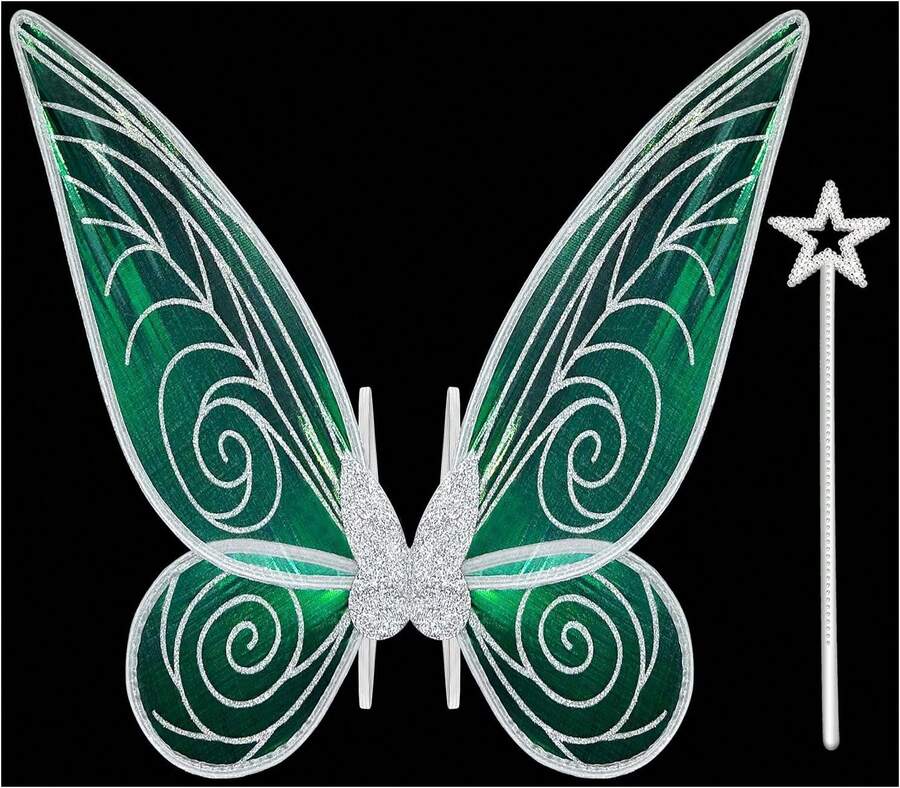 Quescu Fairy Wings For Adults,Butterfly Wings For Girls,Angel Wings,Fairy Costume For Women Halloween Dress Up Party Favor (Silver),18556348 - 銀色 - 查看 1