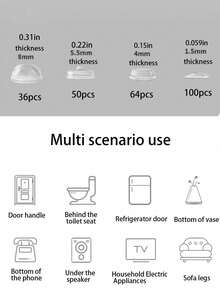 Durable Silicone Bumper Pads - Thick Clear Shock-Absorbing Protection For Furniture, Cabinet Doors, Desk Edges, Chairs & More (Multi-Size) - Multicolor - View 7