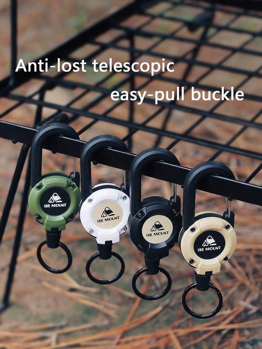 1 pezzo Portachiavi retrattile con moschettone, cavo in acciaio resistente, fibbia, utensile multifunzione per uso esterno, facile da estrarre