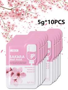 1/5/10/12/120/30/50pcs Pack Sakura Face Mask, Cleansing Clay Mask, Pore Cleansing, Moisturizing, Soothing, Brightening, Oil Control, Fine Texture, Gentle & Non-Irritating, Non-Drying, Convenient For Travel, Suitable For All Skin Types, Unisex - Pink - View 11