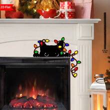 1pc Christmas Cat Door Corner Sign, Cat Door Topper, Cat With Christmas Lights, Christmas Corner Decor, Christmas Family Gift, Festive Wall Accents For Indoor, Living Room, Bedroom, Office, Ideal For Holiday Gifts And Seasonal Decor