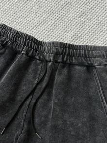 Women's Casual Drawstring Waist Floral Print Pocket Shorts, Summer Black - Black - View 4