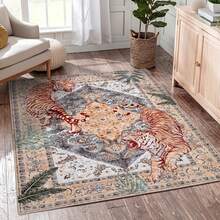 1pc Retro Tiger Pattern Area Rugs For Living Room, Floor Carpet For Bedroom, Carpets Home Decor Rugs, Homestay Hotel, Non-Slip Machine Washable Carpet, Home Decor Room Decor - Style 3 - View 2