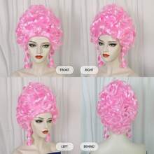 Perruque vintage de style colonial victorien pour femmes - Coiffure bouclée courte baroque volumineuse en chignon, style élégant européen du 18ème siècle. Perruque noble et pétillante, au look naturel, facile à porter. Convient pour les costumes d'Halloween, les tenues de fête, les anniversaires de dames, les déguisements de Noël, les accessoires de scène, les accessoires et les décorations. - Multicolore - Voir 6