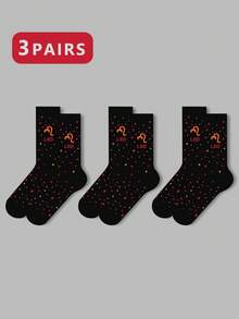 1/2/3 双女士十二生肖袜、白袜、黑袜、中筒袜、艺术袜、运动袜、时尚袜、女童袜、中筒袜、简约袜、休闲袜、适合日常穿着、秋季 - 彩色 - 查看 38