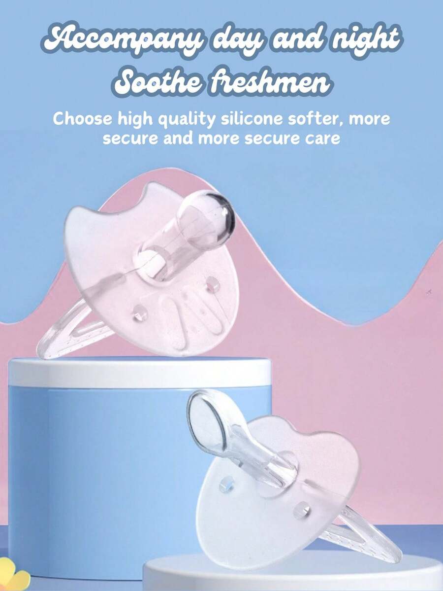 Silicone Pacifier, Liquid Silicone, Thumb-Shaped, Round Head & Flat Head Styles - Clear - View 1