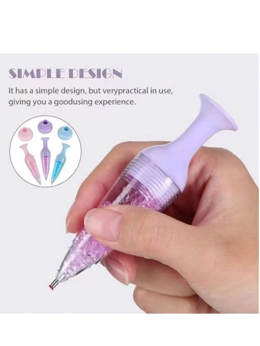 1 Set Diamond Art Painting Brushes Kit, Colorful Vase Shape Diamond Painting Pens, Diamond Picking Tray, DIY Craft Cross Stitch Tools, Mosaic Cross Stitch Diamond Painting Accessories, Cross Stitch Embroidery Tools, Embedded Decorative Diamond Storage Container, No Power Required, Plastic Material - Multicolor - View 1