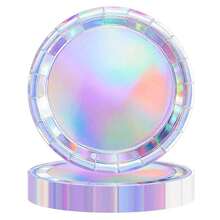 10/50/100pcs Rainbow Color Paper Plates, 7 Inch/9 Inch Round Disposable Party Plates, Holographic Rainbow Color Dessert Plates For Birthday, Baby Shower, Wedding, Dinner, Picnic