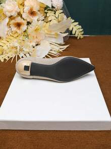 Women's Pointed Toe Shallow Mouth Knitted Hollow Breathable Upper, Stretch And Comfortable, Kitten Heel 1.57 Inches, Suitable For Casual Office Wear, Suitable For Matching Skirts And Trousers - Asaan - Xem 5