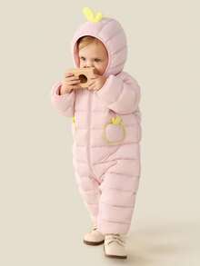 mini bala Baby 3-In-1 Down Romper Soft Warm Water-Resistant Cozy Winter Outerwear