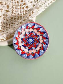 1pc Vintage Bohemian Symmetrical Floral Pattern Embossed Gold Foil Ceramic-Look Refrigerator Magnet, Home Decor, Photo Memo Board, Storage, Birthday Gift