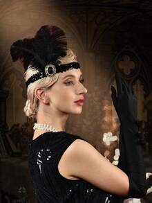 D EXCEED 2/5/6件套 1920年代女士时尚配饰套装 – 复古发箍、人造珍珠项链、耳环、手镯、手套 – 适合盖茨比主题派对、复古婚礼招待会 - 彩色 - 查看 4