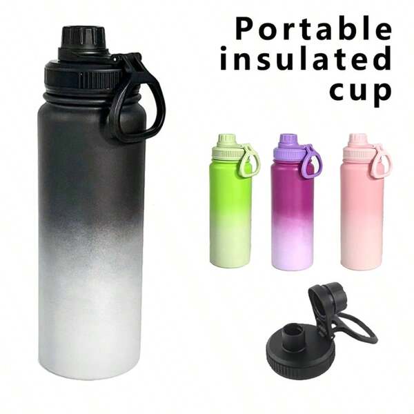 1 pieza Botella de agua aislada de acero inoxidable, vaso de agua deportivo unisex, taza de café portátil para bebidas calientes y frías, diseño a prueba de fugas, adecuado para camping, senderismo, ciclismo y otras actividades al aire libre, opciones de varios colores
