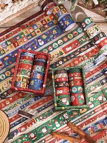 12 Rolls/Box, Christmas Theme Washi Tape, Creative Christmas Multi-Element Pattern Design, Suitable For Diary, Scrapbook And Crafts Decoration DIY Material Tape, Gift Wrapping, Holiday Party Decoration Must-Have - View 4