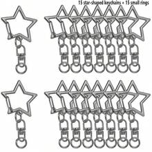 Bộ 30/50/70/90 chiếc móc khóa hình ngôi sao, 4 màu móc khóa ngôi sao, khóa càng cua bằng hợp kim, có móc xoay và vòng lò xo, thích hợp cho các dự án thủ công DIY, làm móc khóa. - Móc khóa hình ngôi sao - Xem 9