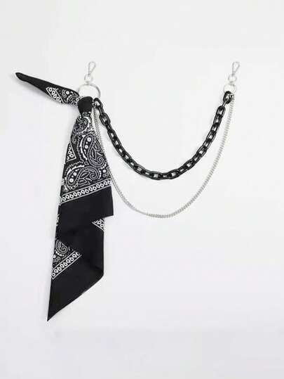 1pc Hip Hop Pants Chain Accessory, Fluorescent Resin Pants Chain, Cashew Flower Square Scarf Waist Chain Summer, School