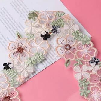 1 pieza de 1 pulgada/3 pulgadas/5 pulgadas de encaje bordado con flor de albaricoque soluble en agua, de 2.56 pulgadas de ancho - para proyectos de costura y tejido, decoración de ropa DIY de tela de encaje