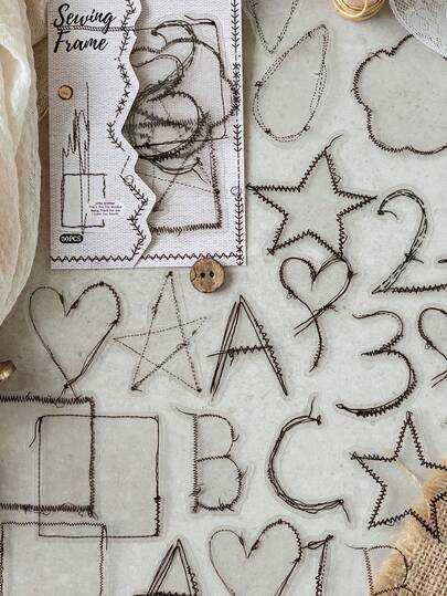 30 peças de materiais vintage para scrapbooking, padrões criativos de traços, série de estúdio de costura, adequados para presentes, escritório, casa, marcação, etiquetas, salas de aula, brinquedos de entretenimento, diários de estudantes, adesivos de decoração retrô