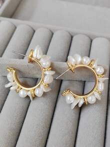 镀金海星螺旋形耳环 女士夏季海滩饰品 - starfish spiral earring - 查看 4