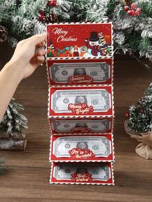 1 pieza Tarjeta portadinero plegada con decoración navideña "Feliz Navidad", Bolsas de dinero navideñas, Tarjeta de dinero plegada con muñeco de nieve rojo, Sorpresas de efectivo para fiestas navideñas, Decoración de aniversario con tarjeta de dinero plegada, Decoraciones de efectivo para celebraciones navideñas, Decoraciones para fiestas navideñas