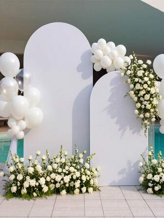 1PC,Arched Background Cover, 4 Feet, 5 Feet, 6 Feet, 6.6 Feet, 7.2 Feet, 8 Feet Wedding Vault Cover 2 Side Spandex Accessories Fabric Arch Background Dome Arch Background Fabric For Birthday Party Wedding Vault Stand Decoration (Shelf Not Included, Fabric Background Only)