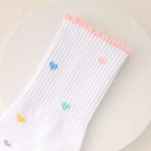1 双/中筒半小腿防滑袜，可爱水果普拉提袜，Rufflesocks，防滑，Barre 瑜伽健身袜 - 白色 - 查看 3