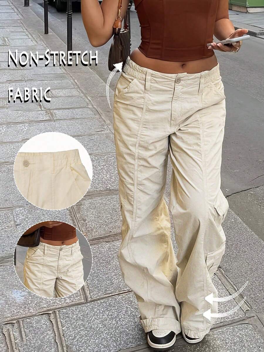 GILIPUR Cargo Women Pants Stretch Multi-Pocket Casual Y2K Style Baggy Pants Streetwear 2000s Fall Vintage Style Going Out Christmas And Thanksgiving For New Year