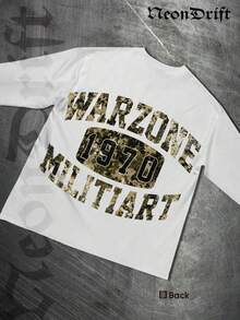 NeonDrift Double-Sided Printing Halloween, Christmas, Thanksgiving Gifts-Vintage 1970 Warzone Military Art T-Shirt - Camo Graphic Design For  Streetwear Enthusiasts, Perfect For Festivals And Urban Outfits - 白色 - 查看 3