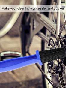 Cepillo de cadena, cepillo de limpieza de bicicletas, limpiador de cadenas, arandela de cadena, cepillo de tres lados para cadena de motocicleta, herramienta de limpieza, herramienta de limpieza de cepillo de cadena de bicicleta - Azul - Ver 4
