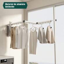 Tendedero Plegable para Ropa Capacidad de Carga 35KG,con 15 Agujeros,Ángulo Ajustable 360 ° ,Estante de Ropa Retractil para Ahorro de Espacio,para Lavandería,Balcón,Vestíbulo, Dormitorio - Gris - Ver 8