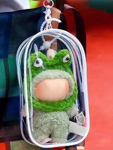 (Excluding Plush Doll) Transparent Dust-Proof Storage Bag With Keychain - High-Quality Transparent Plastic Display Box, Colorful Portable Dust-Proof Organizer Box, Compatible With Winter Rhapsody Plush Toys - Doll Collector's Gift, Doll Storage Box, Visual Content Design Keychain Accessory | Holiday Gift, Birthday Gift, Gift Packaging Keychain Pendant - Clear - View 4