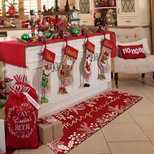 1/2 pezzi Tappeti da pavimento natalizi, sfondo rosso classico con decorazioni di rami e motivi floreali, decorazione per atmosfera natalizia, tappeti da cucina, decorazione per la stanza, perfetti per sala da pranzo, corridoio, bagno, camera da letto e ingresso - Multicolore - Visualizzare 15