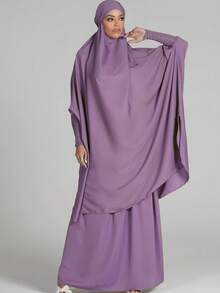 1 Bộ váy Abaya Hồi giáo, thoáng khí và thoải mái, nhiều màu sắc, váy Hijab Khimar và Abaya Jilbab cổ điển và đa năng, khăn trùm đầu cầu nguyện Jilbab chất lượng cao cho phụ nữ Hồi giáo, quần áo Hồi giáo Khimar - Nhiều màu - Xem 15