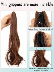 合成假发女式爪夹大波浪片可绑高绑带式低马尾辫发自然发片适合女性日常派对 - 彩色 - 查看 5