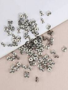 100pcs Stainless Steel Ear Plugs, Ear Studs, DIY Jewelry Accessories (Silver)