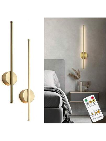 1pc LED Strip Light, Rechargeable/Non Rechargeable, 60/50CM, Goud Minimalist Line Wand Lamp, Corridor, Balcony, Creative TV Background, Living Room, Bedroom Bedside Lamp view 6