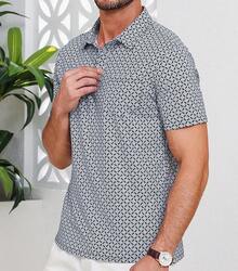 Mens Golf Shirt Short Sleeve Dry Fit Print Moisture Wicking Performance Patterns Collared Polo Shirt With Pocket-2025 - màu đen - Xem 3
