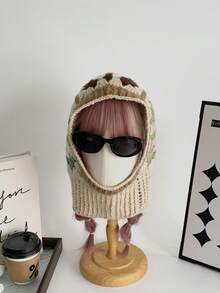 1pc Hand-Crocheted Balaclava Hat, Personalized Funny Cute Winter Outdoor Warm Knitted Beanie With Neck Cover, Unisex Windproof Ski Mask Cap, Women/Men Winter New Warm Knit Hat - Multicolor - View 8