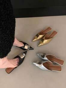 Fall/Winter Women's Fashion Pointed Toe High Heel Pumps,Elegant,Mule,Party - Silver - View 3