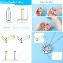 Brooch To Pendant Converter 4Pcs Pins To Pendant Gold And Silver Alloy Set With 1 Silicone Tube Hose Tool For Women Transforming Brooches Into Elegant Necklaces - 金銀 - 查看 1