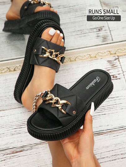 時尚金色心形扣裝飾女拖鞋,適合旅行、海灘、室內和戶外休閒穿著