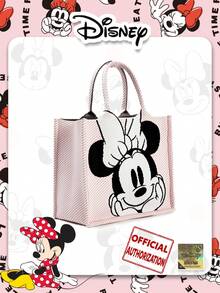 Cartoon Minnie Mouse Pattern Knitted Handbag, Portable Foldable Design Wristlet Pouch, Suitable For Daily Matching, Shopping, Parties, Holiday Gifts
