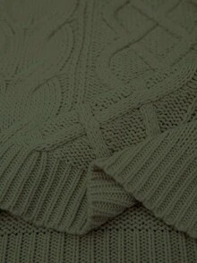 Plus Size Loose Casual Crew Neck Long Sleeve Knit Sweater - Army Green - View 7