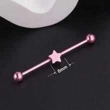 Stainless Steel Industrial Crossbar Stud Earrings Love Peach Heart Barbell Earbone Stud Puncture Jewelry - 7# - Xem 4