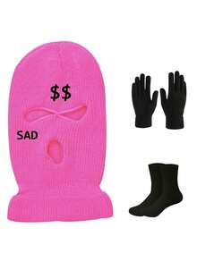 玫瑰紅色ss(帽子+手套+襪子)