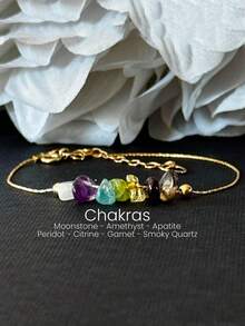 7 Chakra Bracelet Exquisite 7 Original Healing Crystals Made Women's Holiday Blessing Gift - Gold - View 5