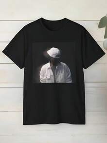 Official Merchandise PND Tour Shirt - Black With White Artist Face & Signature Outfit Design, Casual Round Neck T-Shirt For Men & Women, All-Season Comfort, Machine Washable Concert & Casual Attire, Geometric Pattern, Relaxed Fit, Versatile For Gym & Casual Outings, White Blur Graphic With PND Logo, Adult Unisex Apparel - màu đen - Xem 6